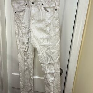 Men's White Distressed Jeans